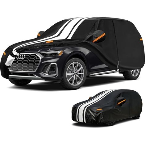 Car Cover SUV Waterproof Rain Sun Protection Cover with Adhesive Tape and Towel Compatible with Q5 X3 X4 GLC, Model Y, RAV4 4x4 465-485cm (1/5)