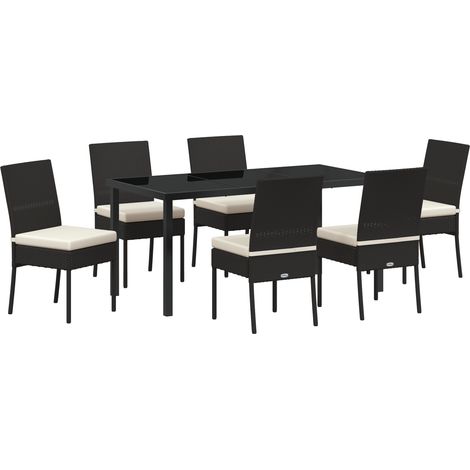 7-teiliges Garten-Essset Schwarz Poly-Rattan vidaXL (1/5)