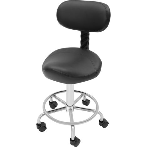 Sgabello a sella con schienale, sgabello da bar, sgabello elevatore, per ufficio, spa, sella girevole, regolabile in altezza, sedia girevole a 360°, nero