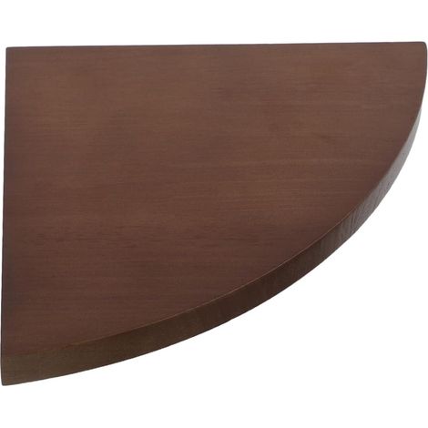 Étagère d'angle en Bois de Caoutchouc Marron Noyer 18x18 Cm, Mini Étagère Murale D'éventail, Rangement Flottant Triangulaire pour Salon, Salle de Bain et Bureau, Support Décoratif (1/5)