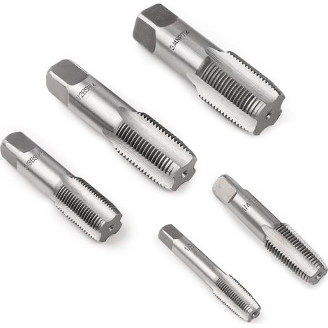 5 Pieces Plumbing Taps and Dies Taps BSP 55 Degrees G1/8 G1/4 G3/8 G1/2 G3/4 Repair Threaded Fittings for Tubes