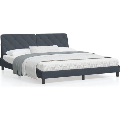 vidaXL Giroletto con LED senza Materasso Grigio Scuro 180x200 cm in Velluto (1/5)