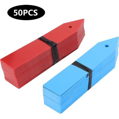 100pcs étiquettes de pot de fleur de plante de PVC marqueurs étiquettes de signe de graine de jardin de pépinière (bleu, rouge) (1/5)
