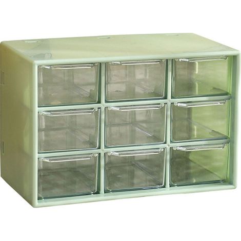 Aufbewahrungsbox fürs Büro – 9 herausnehmbare Schubladen – Transparentes Acryl – Für Bastelarbeiten im Homeoffice – 1 Stück (1/5)