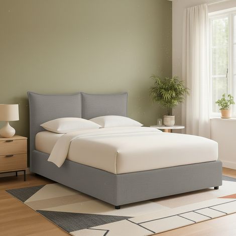 Cama de Matrimonio Uckfield, Desenfundable, Hecho en Italia, Gris Ceniza (1/5)
