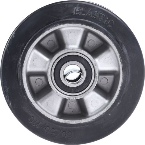 Rs Pro – Roue pour matériel d'atelier en caoutchouc noir 160mm – Charge 300kg – Alésage 20mm – Longueur 60mm – Roulement à bille (1/4)