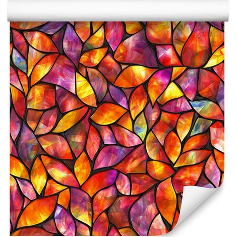 Papier peint vitrail rouge, orange et or 50x1000 cm (1/5)