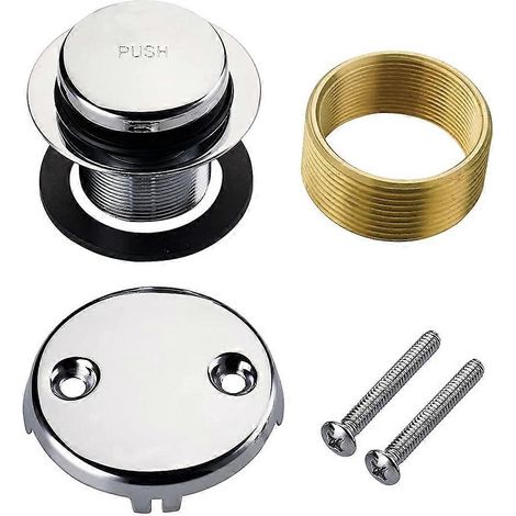 Kit de conversion de bonde de baignoire chromée Tip Toe, ensemble de garniture de bonde avec plaque de trop-plein à deux trous (1/5)