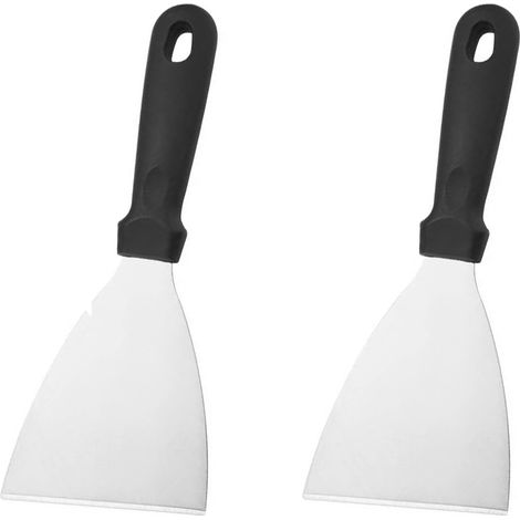 (2 Schaber) - 24 x 9,8 cm, gerade, starr, schwarz/silber, Länge: 24 cm, Grillbesteck aus Edelstahl (1/4)