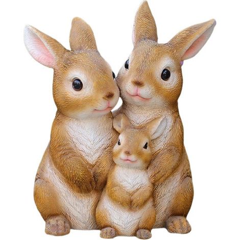royaluxe -Statues de jardin, sculptures et statues de jardin de lapin d'extéri avec lumières solaires, décorations de jardin, lumières de pendaison de crémaillère, décorations pour patios, cours, balc (1/5)