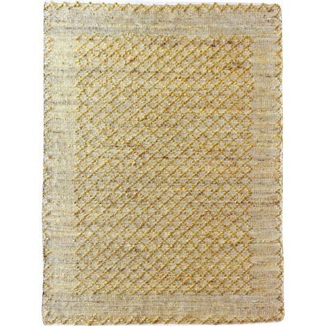 VIVARAISE - Tapis d'intérieur en chanvre orange - Motif ethnique artisanal - The Rug Republic