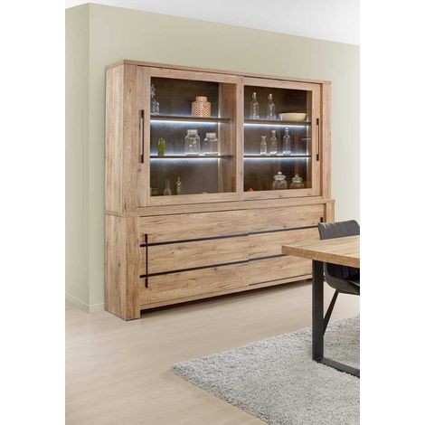 Vaisselier/argentier contemporain 230 cm coloris chêne Paulin (1/5)