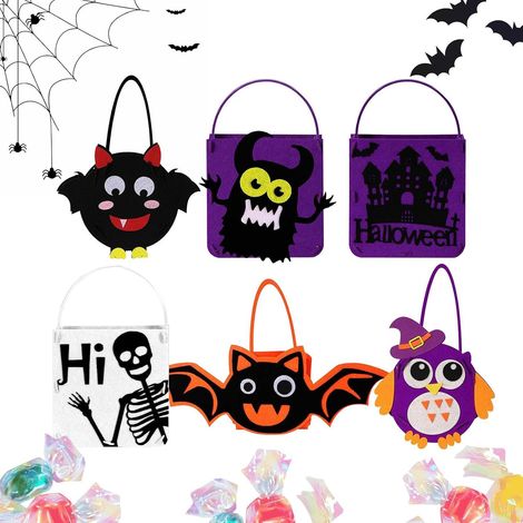 Sacs À Bonbons D Halloween,6 Pièces Sacs en Feutre Astuce ou Friandise Favoris Fête Lot de Pochettes Cadeaux pour Anniversaire,Pour Fête École Salle Classe Anniversaire Étudiants Automne (1/5)