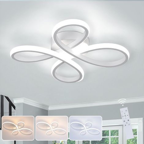 Plafonnier LED moderne 60 cm, Lustre LED à anneaux floraux avec télécommande, Plafonnier LED 36 W à intensité variable, 3 températures de couleur (1/5)