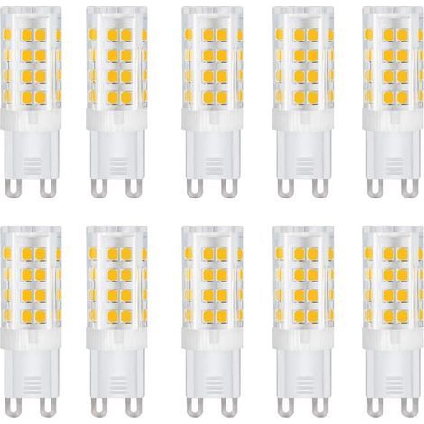 G9 Led Ampoules, Base En Céramique, 5W (Equivalent 50W Ampoules Halogènes), 500Lm, Blanc Chaud 3000k, Culot G9, G9 Ampoules Pour l’Éclairage Domestique, Pack De 10 (1/5)
