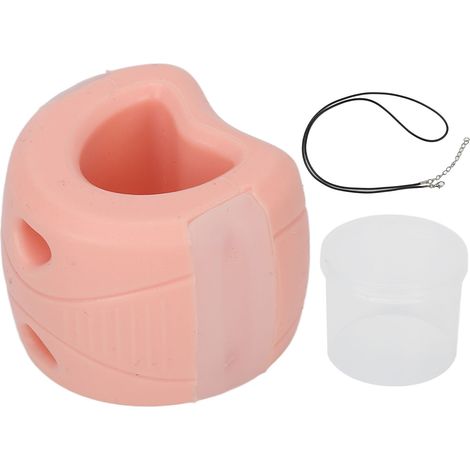 Tablette d'exercice mâchoire professionnelle rose silicone souple 35lbs avec cordon, appareil d'entraînement masséter portable (1/5)