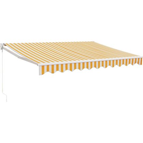 Maison Exclusive - Tenda Retrattile Gialla e Bianca 3,5x2,5 m Tessuto e Alluminio