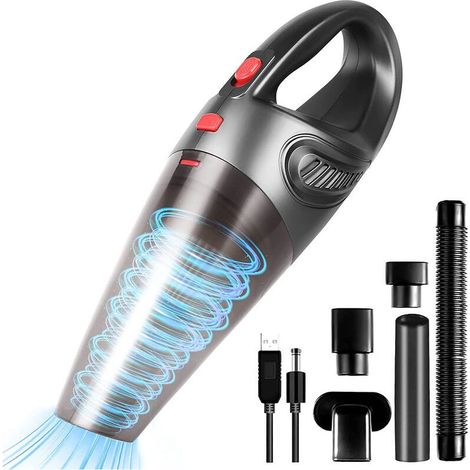 Aspirateur à main, aspirateur de voiture puissant rechargeable 8500PA pour voiture/cuisine, mini aspirateur de bureau portable sans fil avec filtre lavable/buse/3 heures de charge rapide/30 min (1/5)