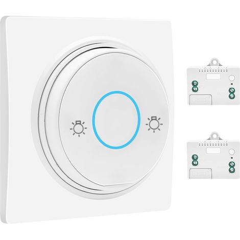 Set di interruttori wireless RF impermeabili - Senza batteria - Con ricevitore - Per uso interno ed esterno (1 interruttore e 2 ricevitori) (1/5)