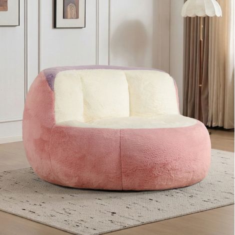 Fauteuil pouf oversize multicolore en faux fur avec rembourrage en mousse déchiquetée (1/5)