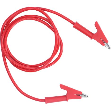 Pince crocodile fil de test double extrémité ouverture 10mm câble d'essai pour batterie véhicule rouge (1/5)
