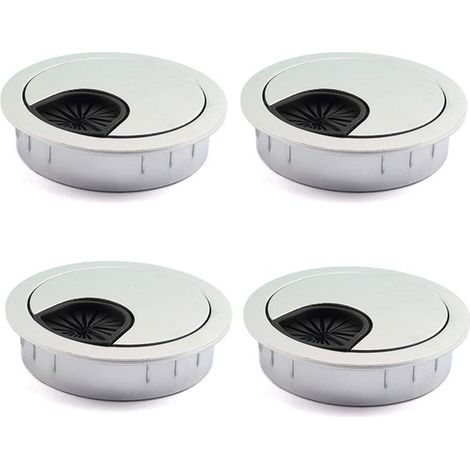 Pasacables, 4 piezas, Tapa para orificios de cables, Aleación de zinc, Organización de cables, Ø60 mm, hogar y escuela, 676711 mm, Plateado (1/5)