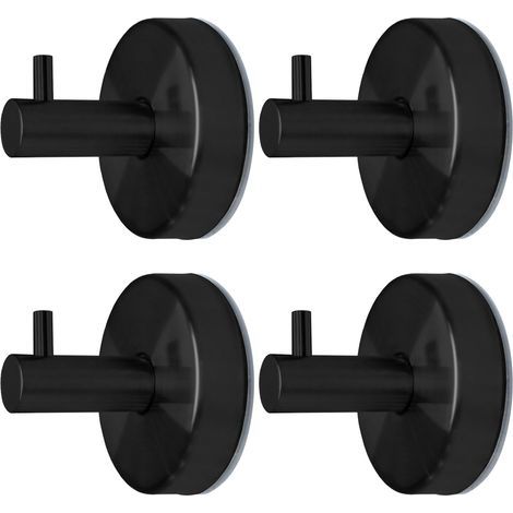 Set mit 4 schwarzen Handtuchhaken mit Saugnapf und Duschhaken aus Edelstahl – wasserdicht und rostfrei (1/5)