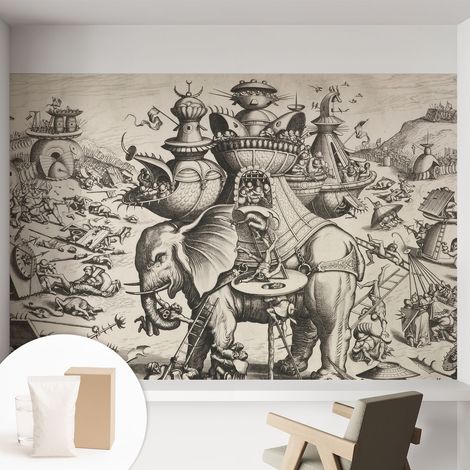 Papier peint intissé pour salon chambre à coucher peint imprimé pour mur - Colle incluse gratuite Bataille grotesque 152x104 cm (1/5)