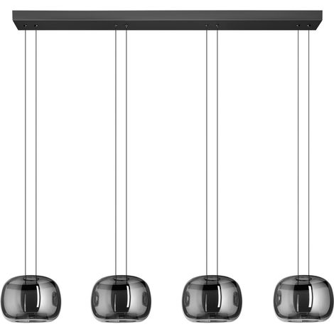 Lampadario Contemporaneo Hortunas Acciaio Nero Trasparente 4 Luci Led 5,8W Ip20