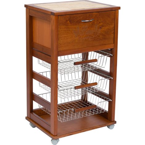 Carrello cucina portafrutta con portapane NOCE (1/4)