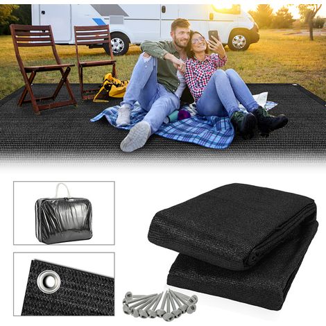 Wolketon Zeltteppich Vorzeltteppich Campingteppich Outdoor Teppich Vorzeltboden Zeltunterlage Zeltboden für Zelt Wohnmobil Schwarz 300X400cm