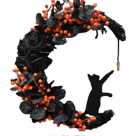 Couronnes d’Halloween pour la porte d’entrée, Décoration d’Halloween, Couronne décorative pour les réunions de famille, Extérieur, Mur, Placard, Clôture, Couronne d’Halloween (1/5)