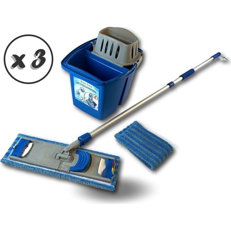 Kit lave sol easy press pro double compartiment Frange Manche télescopique - Quantité x 3 - Kit ménage complet