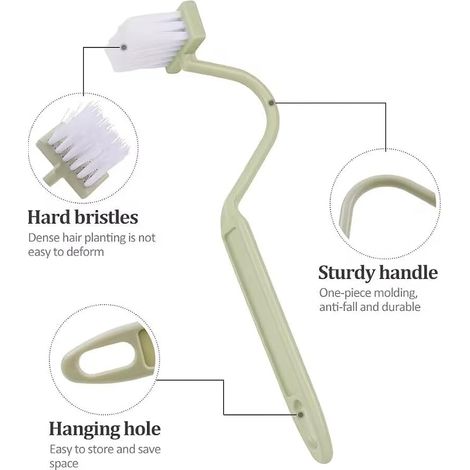 mini brosses WC courbées avec nettoyeur de bords crochets adhésifs brosse pratique sous bord petite de nettoyage pour toilettes salle de bain profondeur (1/4)