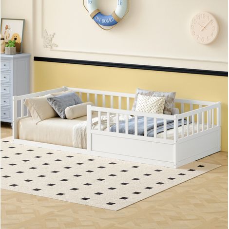 letto struttura letto 90x200 con sponde bianco OKMYHOME (1/5)