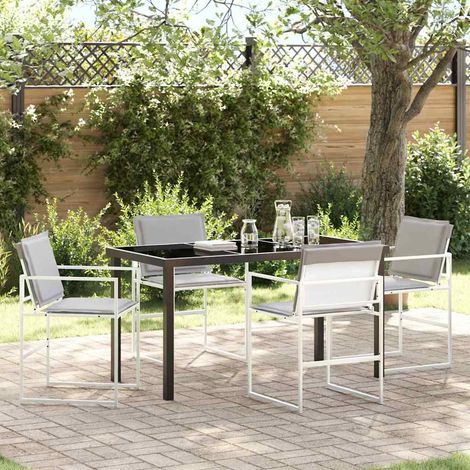 Garten Essgruppe 5 pcs Weiß Pulverbeschichteter Stahl (1/5)