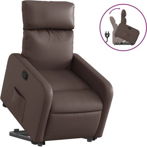 fauteuil lounge en similicuir marron (1/5)