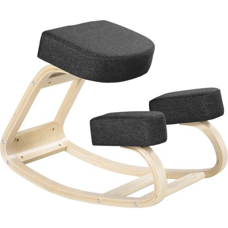 Chaise à genoux ergonomique avec assise rembourrée, support de posture, structure en bois, charge 120 kg, noire, pour bureau et méditation  CHICFURN (1/5)