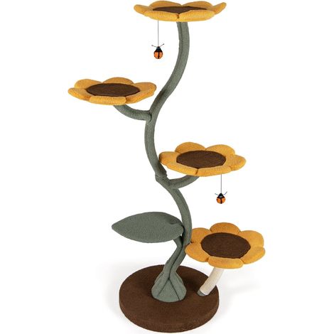 Katzenbaum mit 5 Plattformen in Blumen- und Blattform, 175 cm