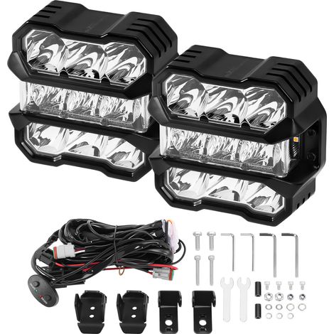 Coppia Fari LED 4.5 Pollici 80W 8000LM Bianco Ambra DRL Offroad Universale (1/5)