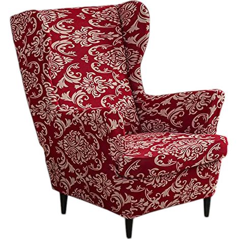 Housse de fauteuil à oreilles, jeté de fauteuil, housse de protection pour fauteuil à oreilles, housse de fauteuil, housse de fauteuil extensible élastique à motif tigre avec accoudoirs, dossier haut, (1/5)