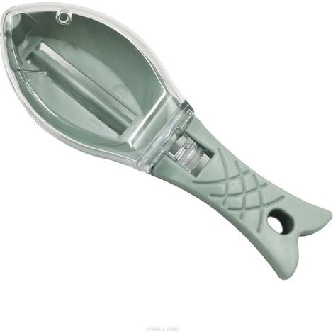 Removedor de escamas de pescado - Raspador de plástico verde para pescado, utensilio de cocina para quitar las escamas, fácil de usar - 2 piezas (1/4)