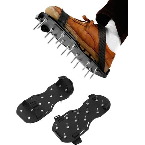 Holdfiturn 1 Pairs of Nail Spiked Aeration Shoes Lawn Aerator Shoes 20 mm Studded Soles Spikes Screed Flooring for Effectively Aerating Lawn Grass Yard Soil