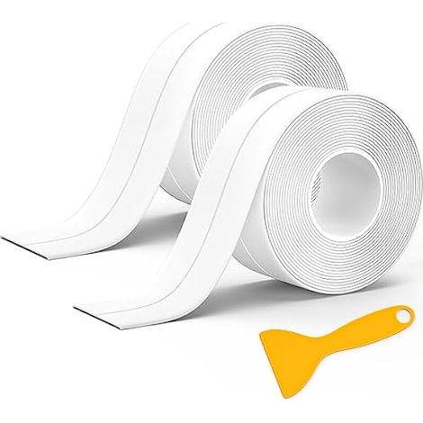 2 Rollen Dichtungsband Selbstklebend, Fugendichtungsband, Dichtungsband Dusche, PVC Dichtungsstreifen Wasserdicht Klebeband, Dichtungsband für Küche,Badezimmer, Toilette, Wandecke (38 mm x 3,2 m) (1/5)