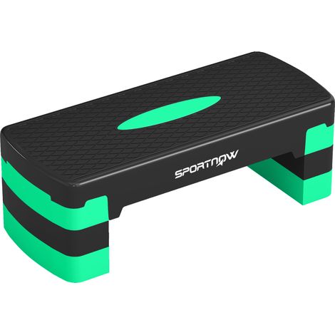 Stepper Aerobico Regolabile 68x29x10-15- 20 cm con Riser in PP Nero e Verde (1/5)