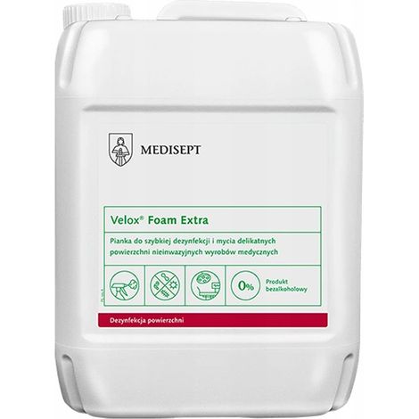 Velox Foam Extra 5l, mousse pour une désinfection et un nettoyage rapides des surfaces délicates. (1/3)