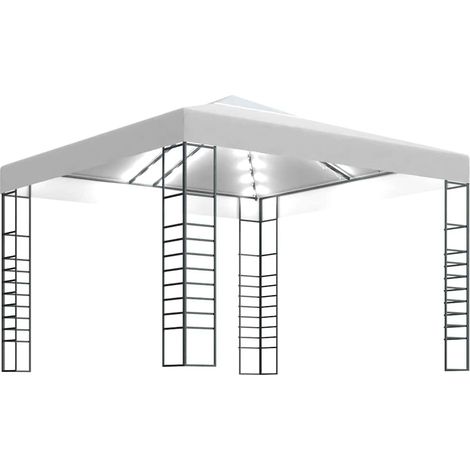 Gazebo Chiosco da Giardino con Luci a Stringa LED 3x3 m Bianco (1/4)