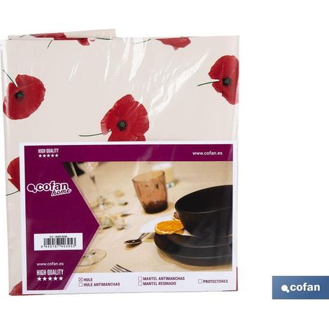 Toile cirée au design coquelicot moderne 140x200cm en PVC et polypropylène (1/3)