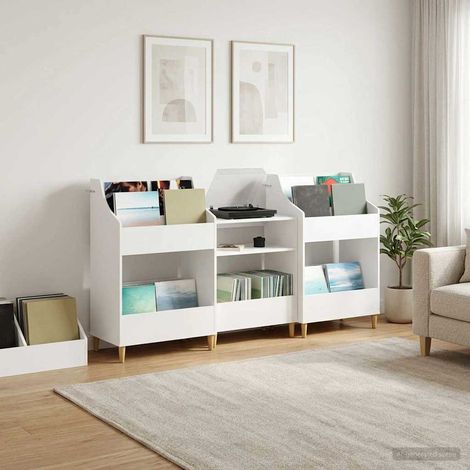 vidaXL Ensemble d'étagères pour médias 3 pc Blanc 212 x 46 x 112 cm (1/5)