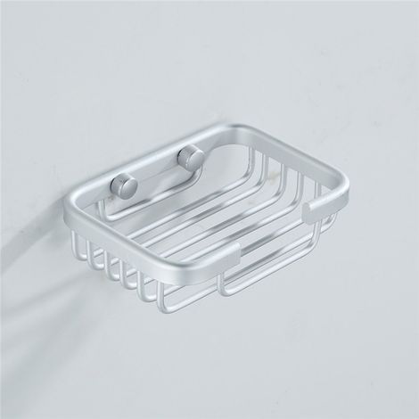 Porte-savon mural en aluminium spatial avec plateau en maille, pour salle de bain. (1/5)